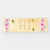 ベビーシャワーママbeeピンクのフローラハニカム 横断幕 (横)