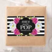 ベビーシャワーミニシャンパンラベルブラックストライプ製品 ラベル (インサイチュ)