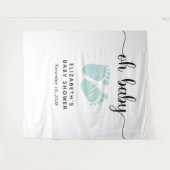 ベビーシャワーミントグリーンベビーフォトブース背景 タペストリー (正面(横))