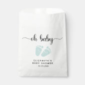 ベビーシャワーミントグリーンベビー足の好意バッグ フェイバーバッグ (正面)