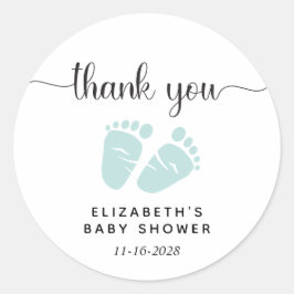 ベビーシャワーミントグリーン足ありがとう ラウンドシール