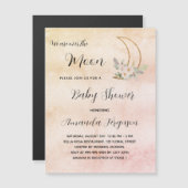 ベビーシャワームーン赤面バラ金ゴールドガールラグジュアリー マグネット招待状 (正面/裏面)