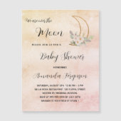 ベビーシャワームーン赤面バラ金ゴールドガールラグジュアリー マグネット招待状 (正面)