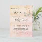 ベビーシャワームーン赤面バラ金ゴールド女の子 招待状 (スタンド正面)