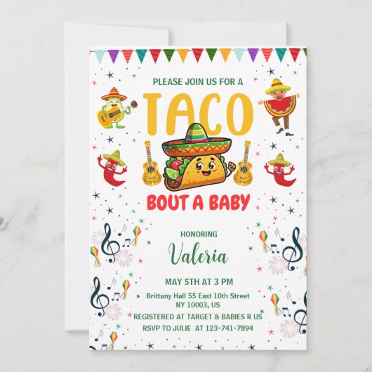 ベビーシャワーメキシコフェスタのタコ 招待状 (正面)