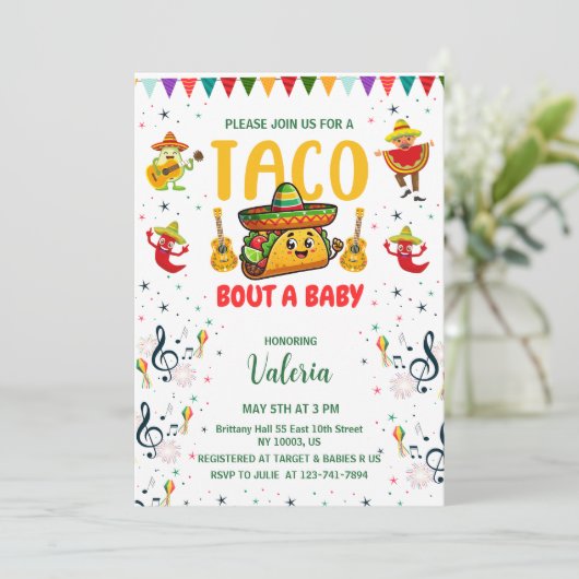 ベビーシャワーメキシコフェスタのタコ 招待状 (スタンド正面)