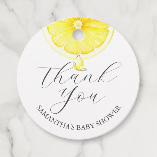 ベビーシャワーメッセージカードレモン フェイバータグ (正面)