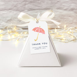 ベビーシャワーメッセージカード |コーラルアンブレラ ギフトタグ