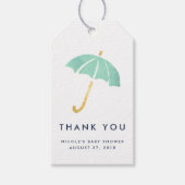 ベビーシャワーメッセージカード |ミント傘 ギフトタグ (正面)