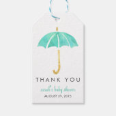 ベビーシャワーメッセージカード |ミント傘 ギフトタグ (正面)