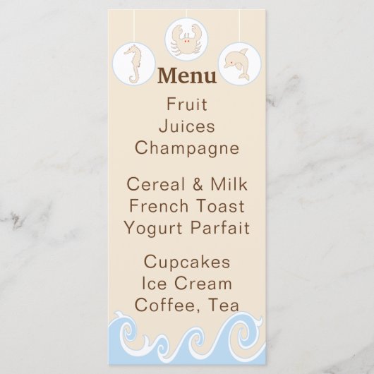 ベビーシャワーメニュー「Under the Sea Mobile」 メニュー (正面)