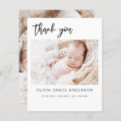 ベビーシャワーモダンミニマルサンキューカード (正面/裏面)