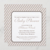 ベビーシャワーモダンヴィンテージ可愛いストライプニュートラル 招待状 (正面/裏面)