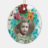 ベビーシャワーモノグラムピンクアメジスト写真テンプレート セラミックオーナメント (左)