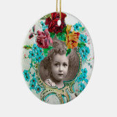 ベビーシャワーモノグラムブルーアクアマリンフォトテンプレート セラミックオーナメント (右)