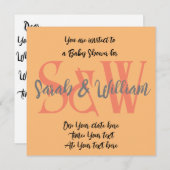 ベビーシャワーモノグラム名ミニマル招待状 招待状 (正面/裏面)