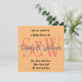 ベビーシャワーモノグラム名ミニマル招待状 招待状 (スタンド正面)