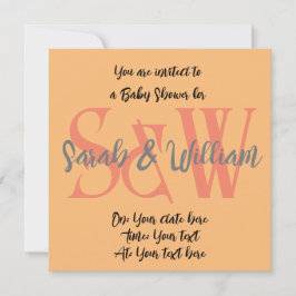 ベビーシャワーモノグラム名ミニマル招待状 招待状