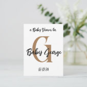 ベビーシャワーモノグラム名前をカスタムする ミニマル ポストカード (スタンド正面)