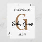 ベビーシャワーモノグラム名前をカスタムする ミニマル ポストカード (正面/裏面)