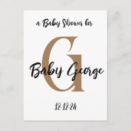 ベビーシャワーモノグラム名前をカスタムする ミニマル ポストカード