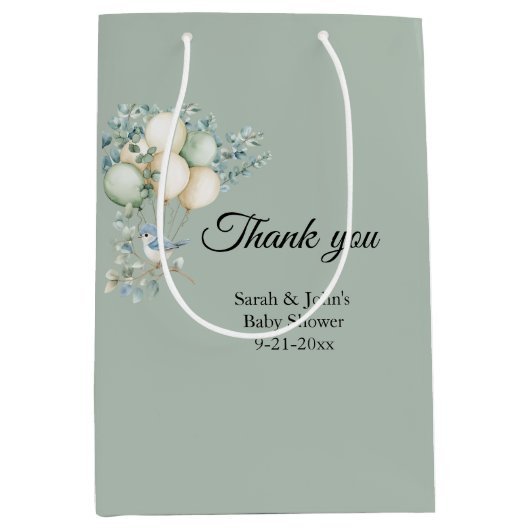 ベビーシャワーユーカリのお気に入り ミディアムペーパーバッグ (正面)