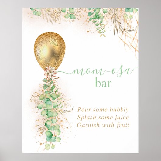 ベビーシャワーユーカリバルーンモモモモザバー ポスター (正面)