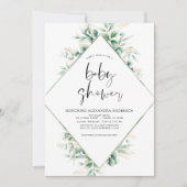 ベビーシャワーユーカリ植物幾何学 招待状 (正面)