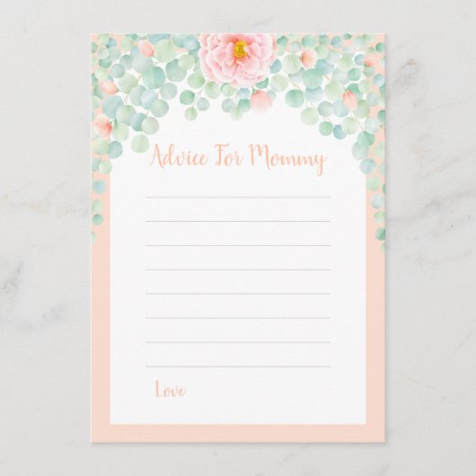 ベビーシャワーユーカリ葉フローラ桃ママ アドバイスカード (正面)