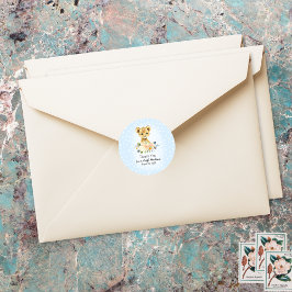 ベビーシャワーライオンカッブフローラブルーありがとう好意 ラウンドシール