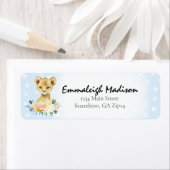 ベビーシャワーライオンカブフローラブルー差出人住所 ラベル (インサイチュ)