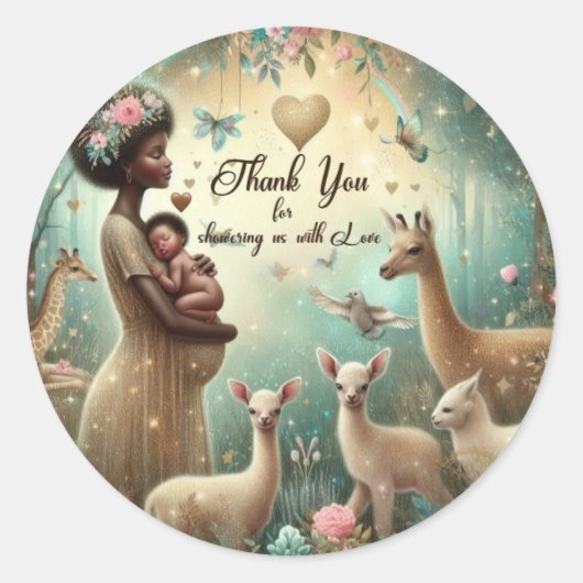 ベビーシャワーラウンドシールありがとうシール ラウンドシール (正面)