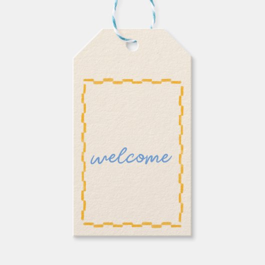 ベビーシャワーラベルイエローとブルー ギフトタグ (正面)