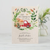 ベビーシャワーリトルカボチャートラック秋緑 招待状 (スタンド正面)