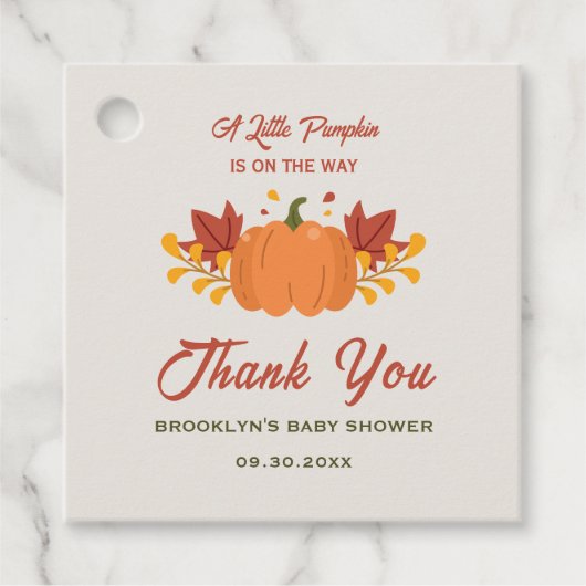 ベビーシャワーリトルカボチャ紅葉秋 フェイバータグ (正面)