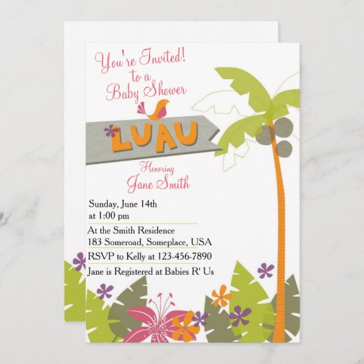 ベビーシャワールアウ（ハワイ式宴会） 招待状 (正面/裏面)