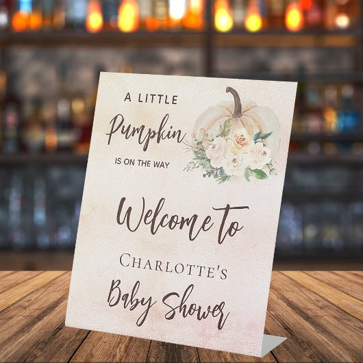 ベビーシャワールカボチャの途中のクリーム歓迎 台座サイン
