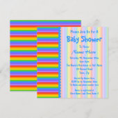 ベビーシャワーレインボーストライプのパターン 招待状 (正面/裏面)
