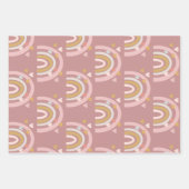 ベビーシャワーレインボーハートピンク ラッピングペーパーシート (正面)