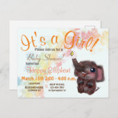 ベビーシャワーレインボー&エレファントドールアートアヌーン 案内ポストカード (正面/裏面)