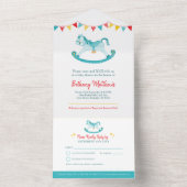 ベビーシャワーロッキングホビーアクアウォーター色 オールインワン招待状 (内側)