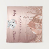 ベビーシャワーローズゴールドの象の女の子の風船 タペストリー (正面(横))