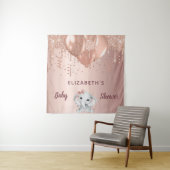 ベビーシャワーローズゴールドの象の女の子の風船 タペストリー (インサイチュ)