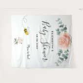 ベビーシャワーローズゴールドピンクホワイトフラワーママトゥビー タペストリー (正面(横))