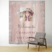 ベビーシャワーローズゴールド写真シルバーグリッター タペストリー (インサイチュ)