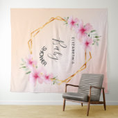 ベビーシャワーローズゴールド ブラッシュピンク フラワージオメトリック タペストリー (インサイチュ(横))