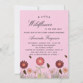 ベビーシャワーワイルドフラワーバタフライピンラグジュアリー 招待状 (正面)