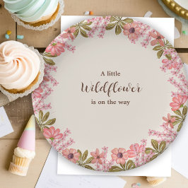 ベビーシャワーワイルドフラワーピンク春かわいらし甘い ペーパープレート