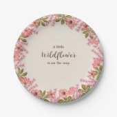 ベビーシャワーワイルドフラワーピンク春かわいらし甘い ペーパープレート (正面)