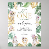 ベビーシャワーワイルドワンジャングルサファリアニマルウェルカム ポスター (正面)